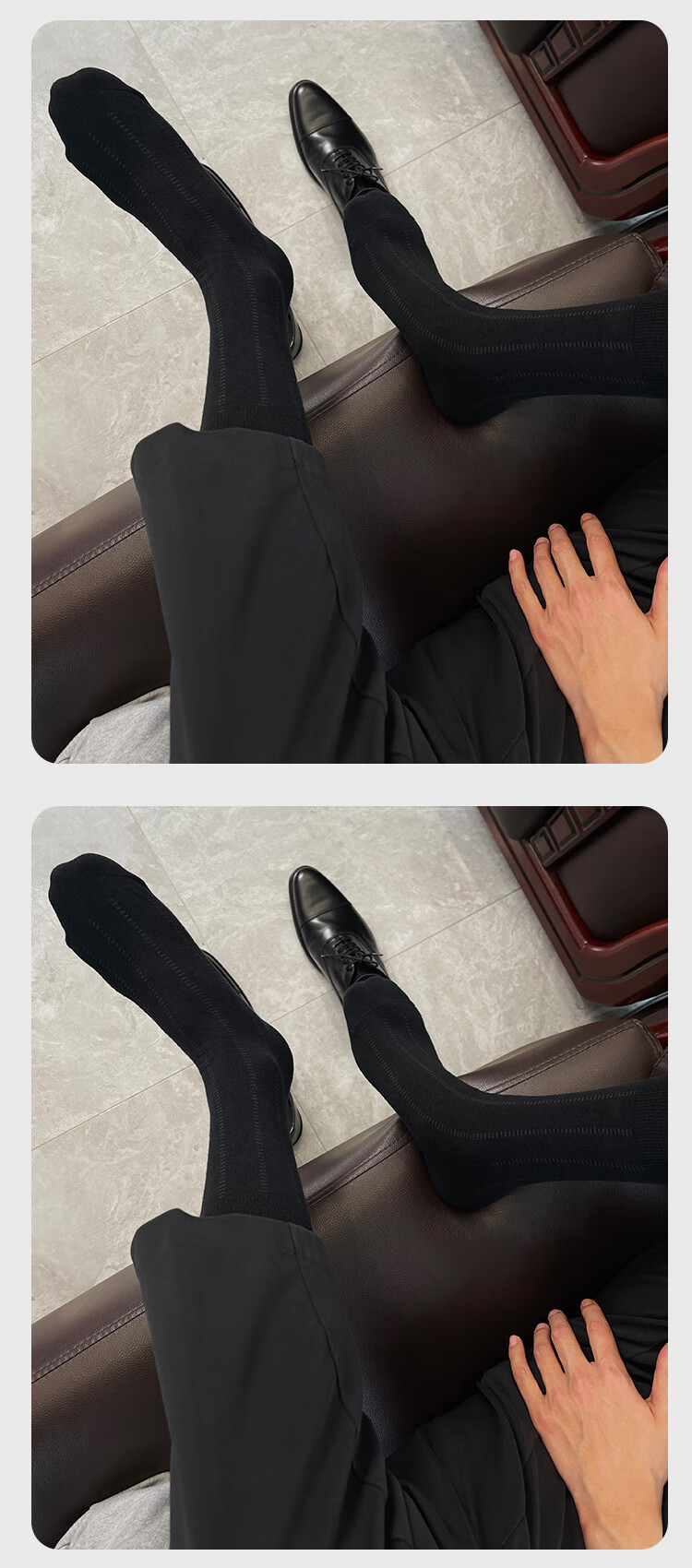 4双 佐印男士商务纯棉夏季薄款中长筒正装日系西装黑袜子男中筒潮 4竖