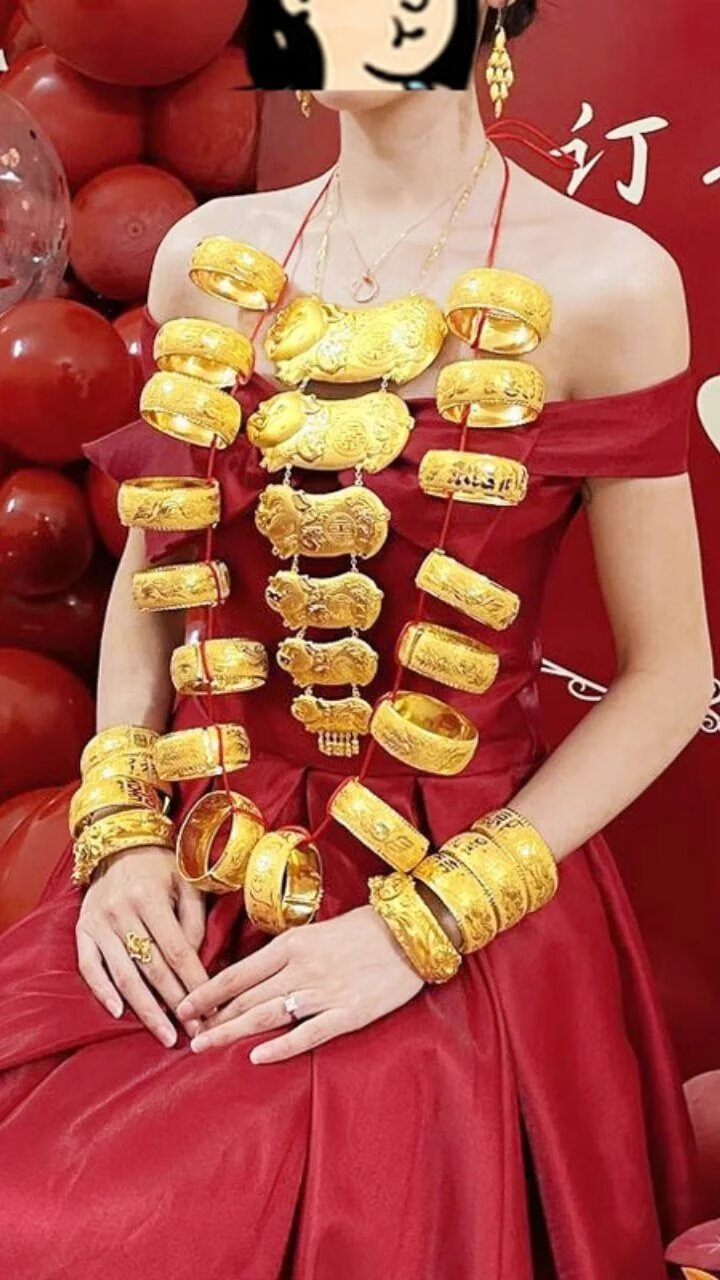 sevipv轻奢新娘结婚仿金项链铜镀花项链仿真龙凤手镯套装三金首饰女