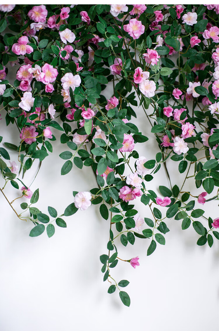 明画仿真花餐桌花绢花假藤条藤蔓蔷薇花藤仿真花别墅庭院阳台拱门花墙