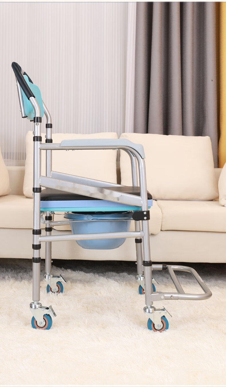 悉薇老人器移动马桶简易马桶可折叠轮椅大便坐椅坐便器老人家用四轮带