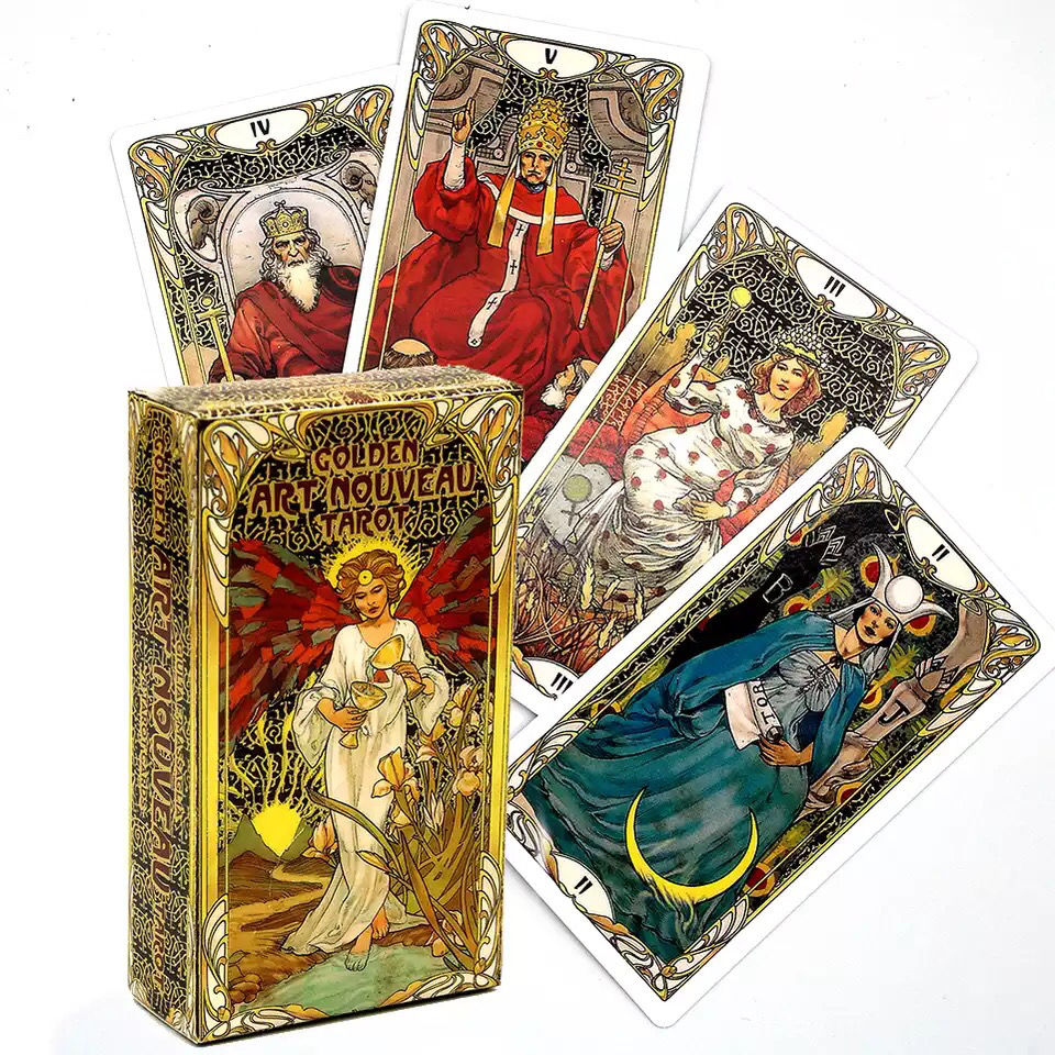 黄金艺术韦特塔罗牌经典78张卡牌 golden art nouveau tarot 桌游证