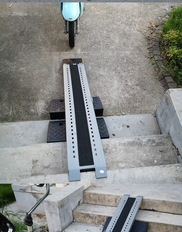 定做 便携式无障碍楼梯坡道板摩托轮椅自行车上车上楼台阶板斜坡板装