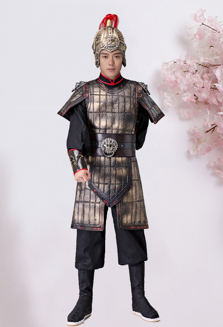 古代将军盔甲战袍古装汉服男长花木兰岳飞赵子龙士兵将士舞台演出戏服