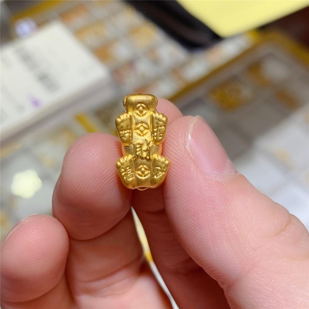 999足金黄金貔貅 3d硬金转运珠串珠手链男女纳福皮丘散珠手链 2克左右
