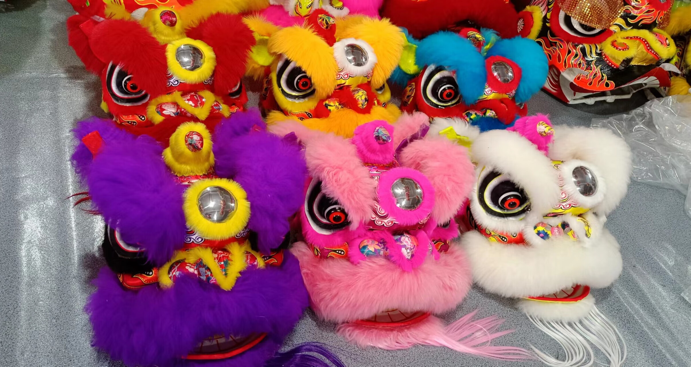 醒狮表演舞台精品全羊毛佛装舞狮子 10寸白色(头 双人舞狮被)【图片