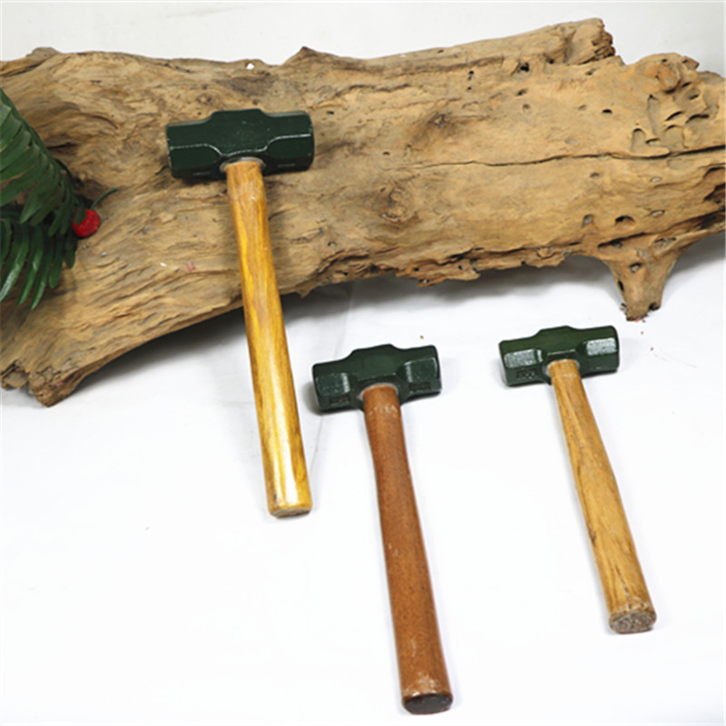 重型大锤头木柄八角石工锤大铁锤八角锤榔头大锤高碳钢实心锤子16磅不