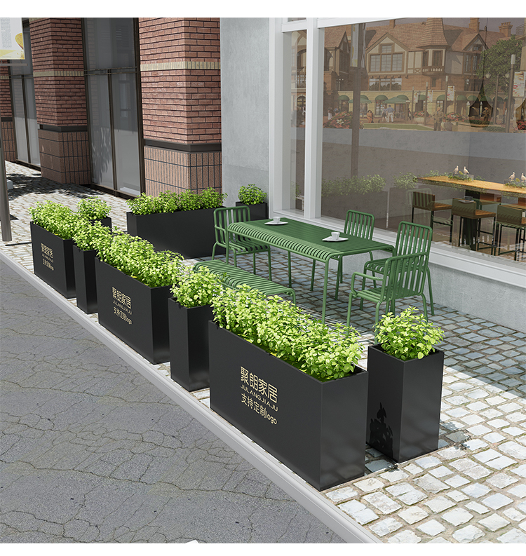 可定做鼎聚全铁艺花箱户外长方形金属装饰花坛花槽种植箱围栏隔断花盆