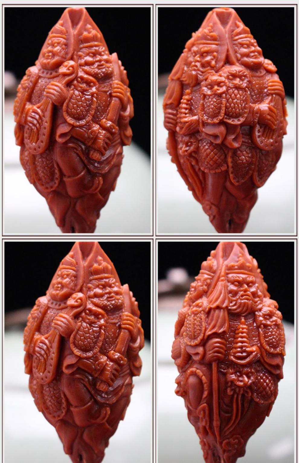 七夕礼物橄榄核四大天王苏工橄榄核雕纯手工雕刻大籽精品四面四大天王
