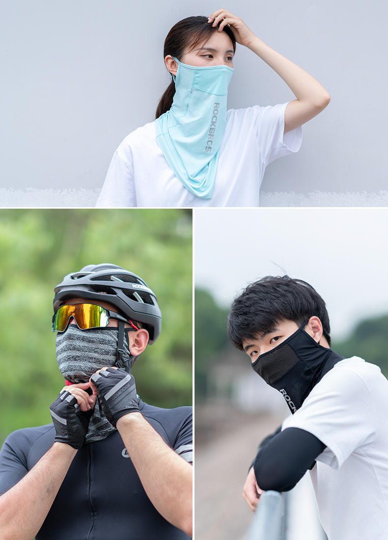 洛克兄弟防晒面罩全脸冰丝魔术头巾电动车骑行围脖头套遮脸口罩薄款