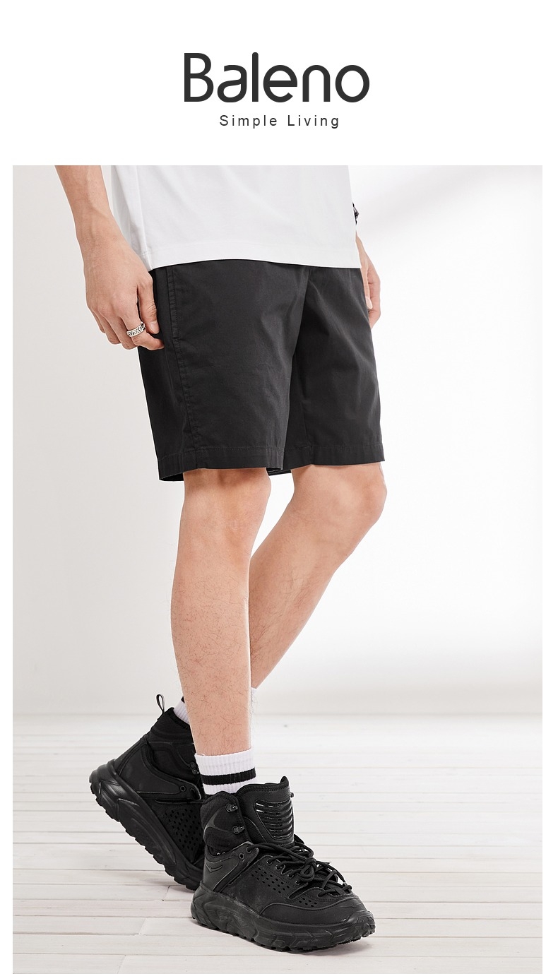 班尼路春夏新款经典简约轻便休闲纯色五分裤休闲百搭时尚有型工装裤外