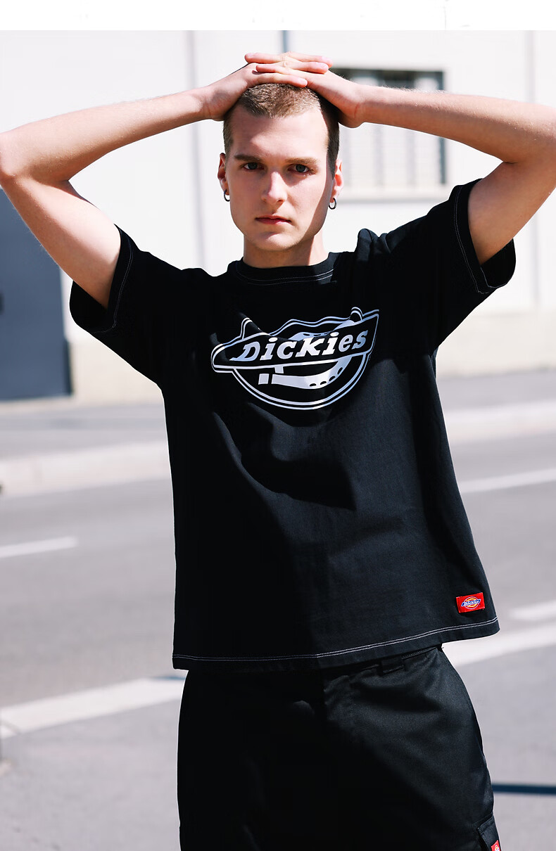 dickieslogo印花短袖t恤夏季新品舒适棉面料t恤黑色0xs