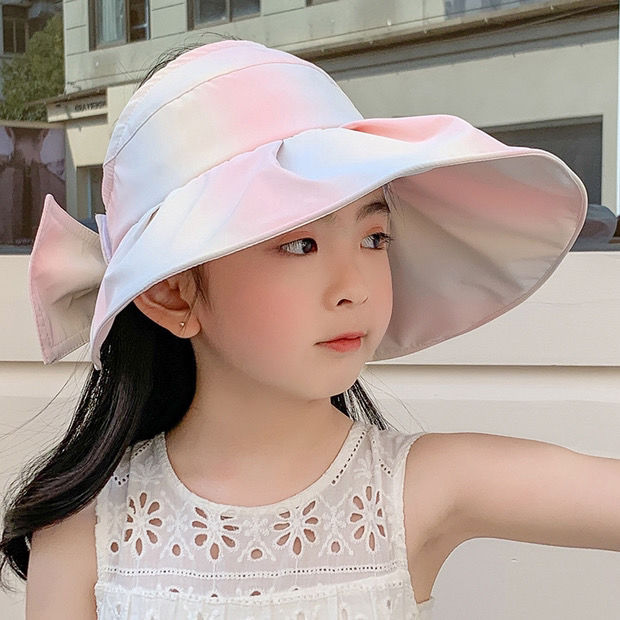 蚩云 太阳帽女童儿童彩虹晒帽子女童夏天空顶遮阳帽宝宝太阳帽风小