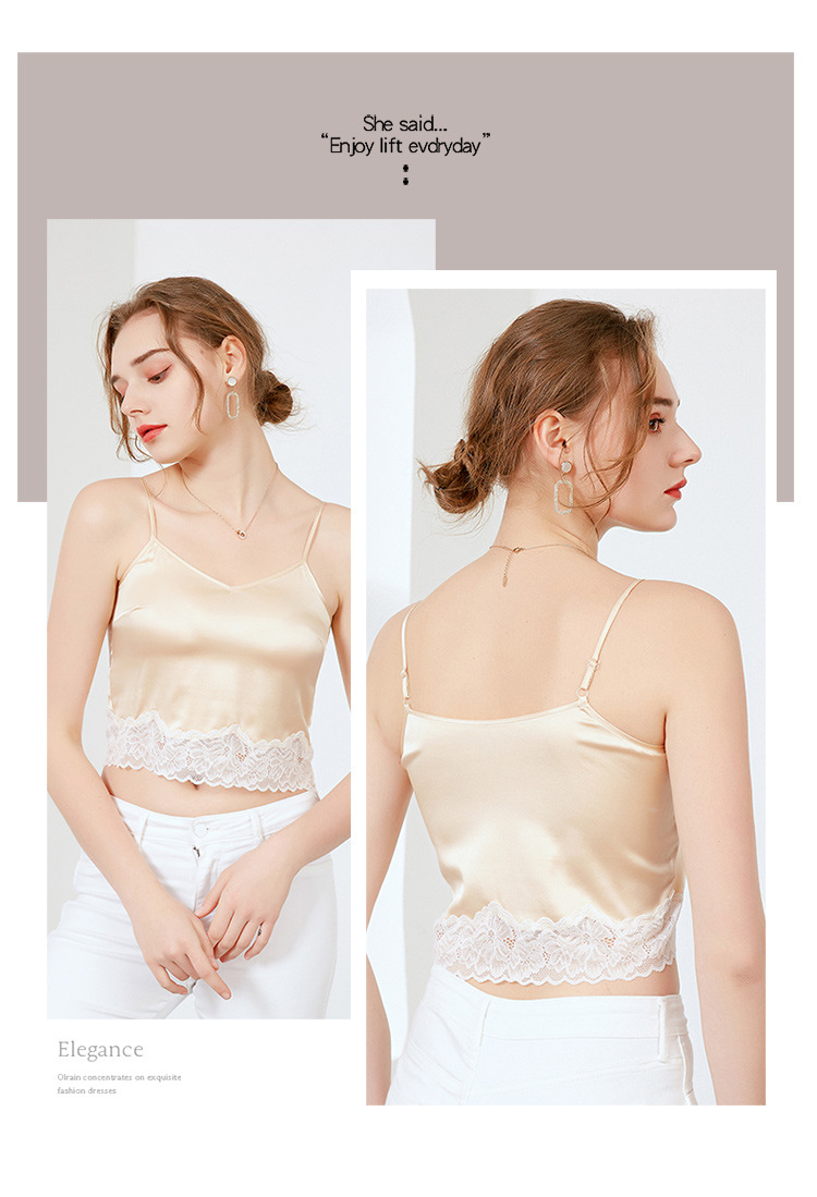 官方旗舰正品店防走光真丝吊带抹胸短款背心女夏新款露脐桑蚕丝内搭