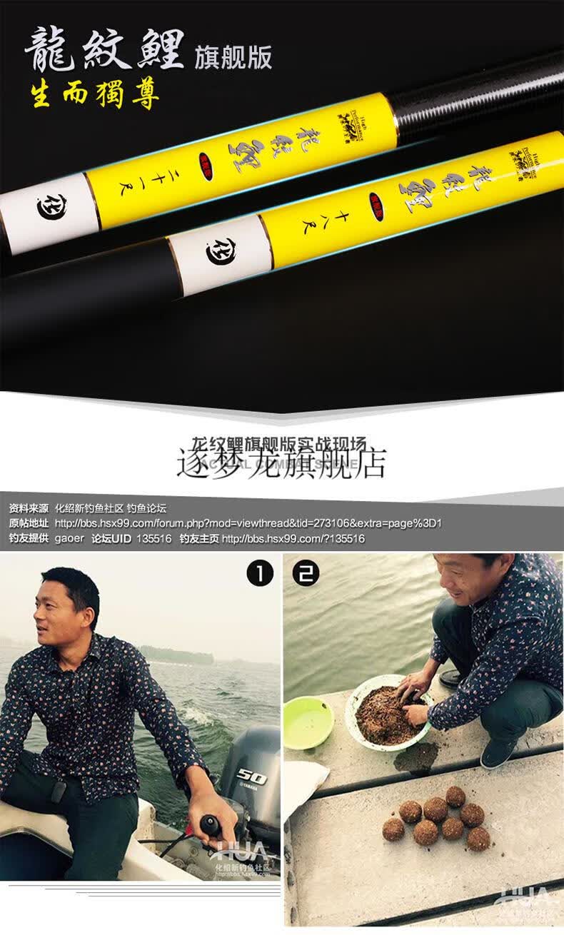 化氏金龙纹鲤旗舰版一代二代三代鱼竿配节竿节前堵后堵杆袋 旗舰版一