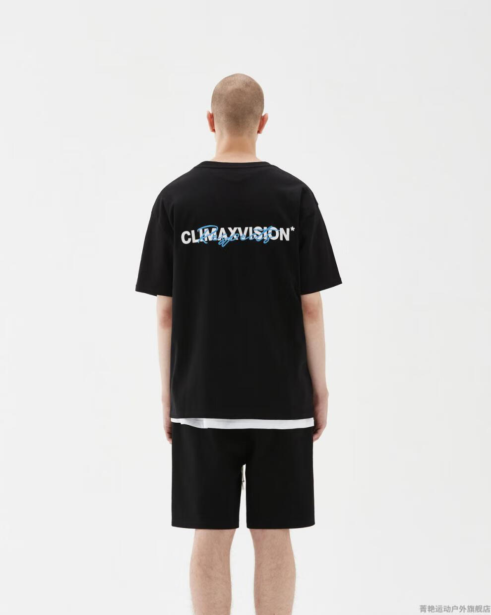 climaxvision印花logo印花简约休闲t恤短袖高街情侣tee潮牌黑白白色s