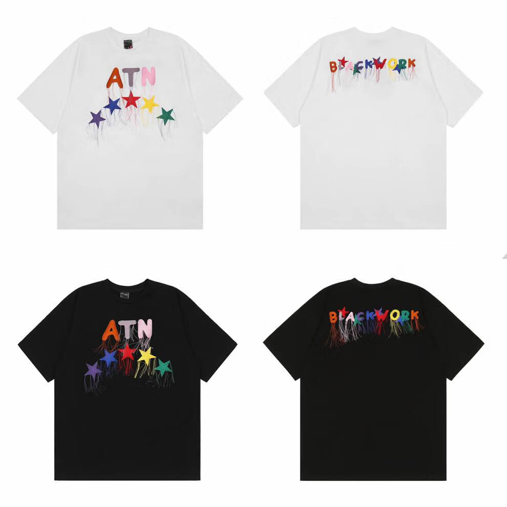 白菜coke 简约国潮短袖t恤男ins潮牌高街vibe风炸街设计感男t恤 黑色