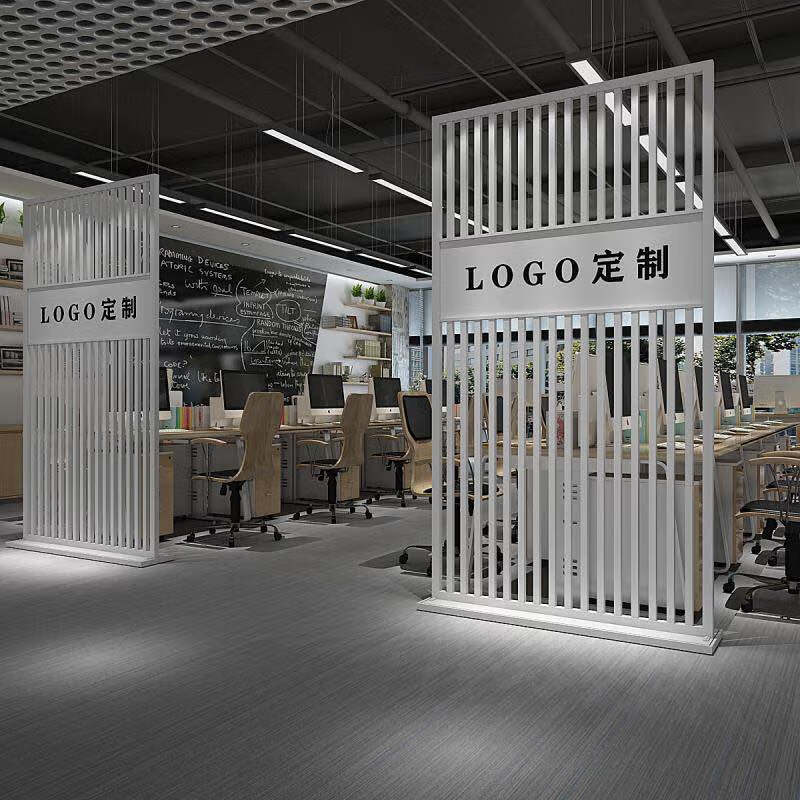 折叠屏风移动屏风中式隔断现代铁艺隔断屏风形象墙办公室装饰简约可