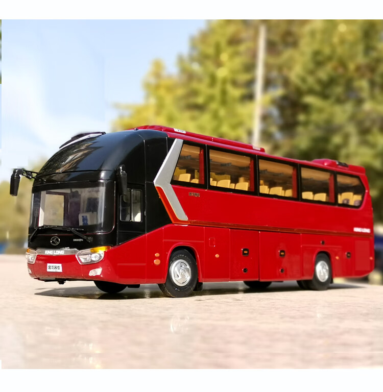 合金客车大巴模型原厂1:38厦门金龙 龙威xmq6129y5仿真公交车模型