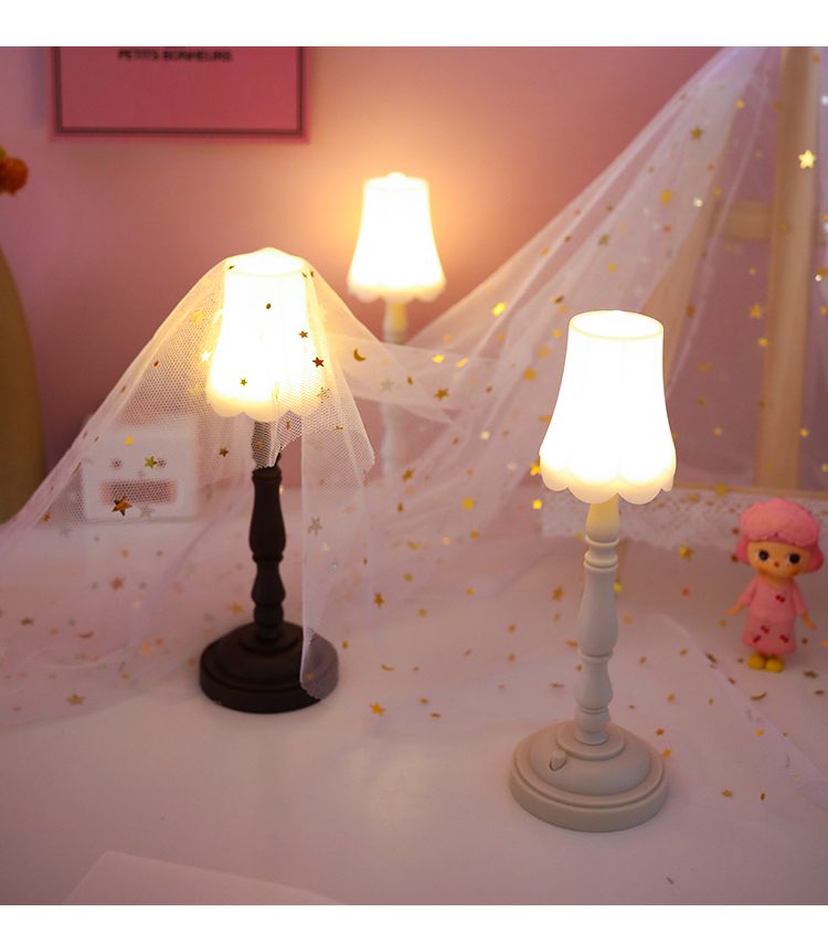 迷你复古小台灯创意卧室床头小夜灯学生宿舍少女心装饰灯桌面摆件白色