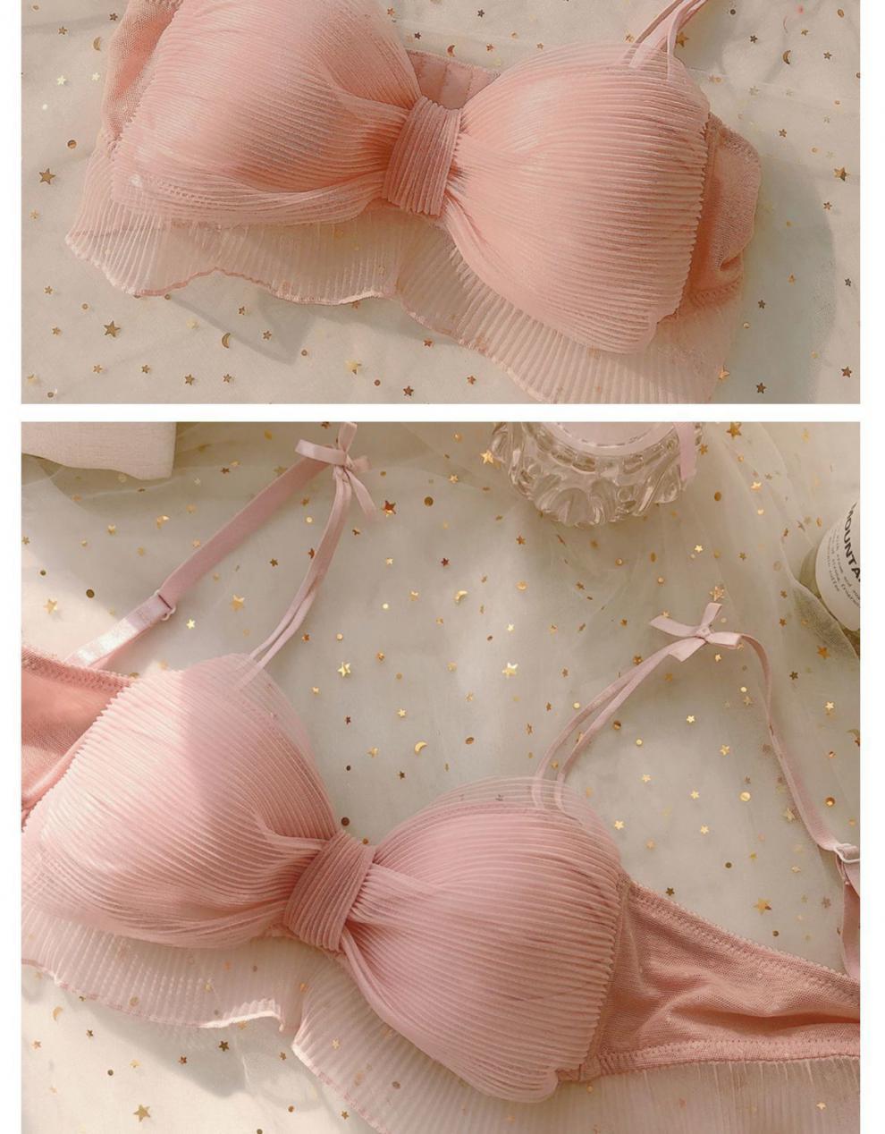 日系少女纯欲聚拢无钢圈清纯的内衣女文胸罩套装性感超聚拢诱惑粉单件