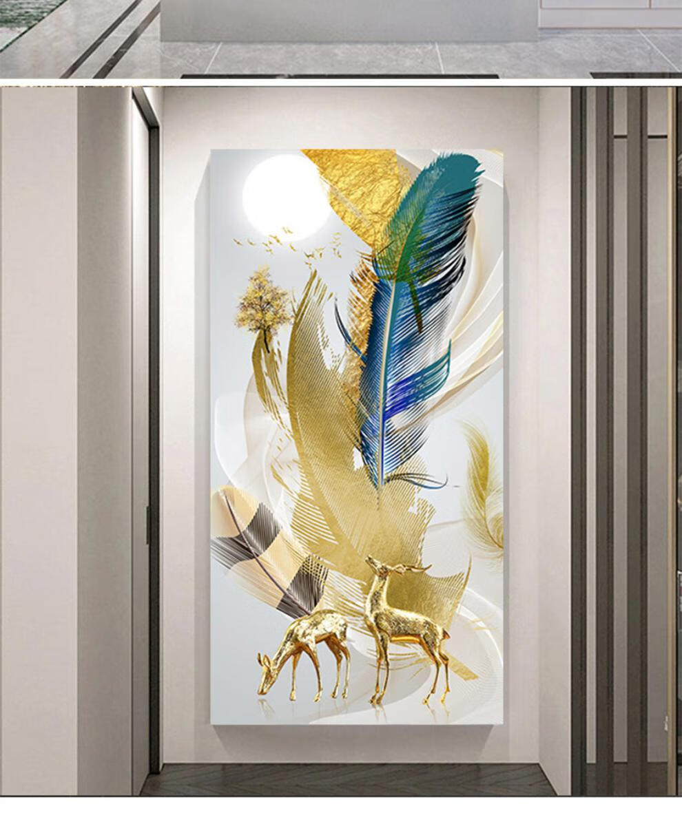 入户门玄关自粘贴画过道走廊壁画轻奢墙贴纸客厅门贴纸墙壁qc23小