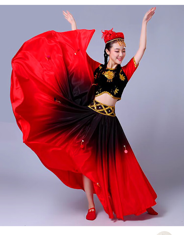 维族大裙摆艺考服饰新款新疆维吾尔族舞蹈演出服少数民族女古典舞台