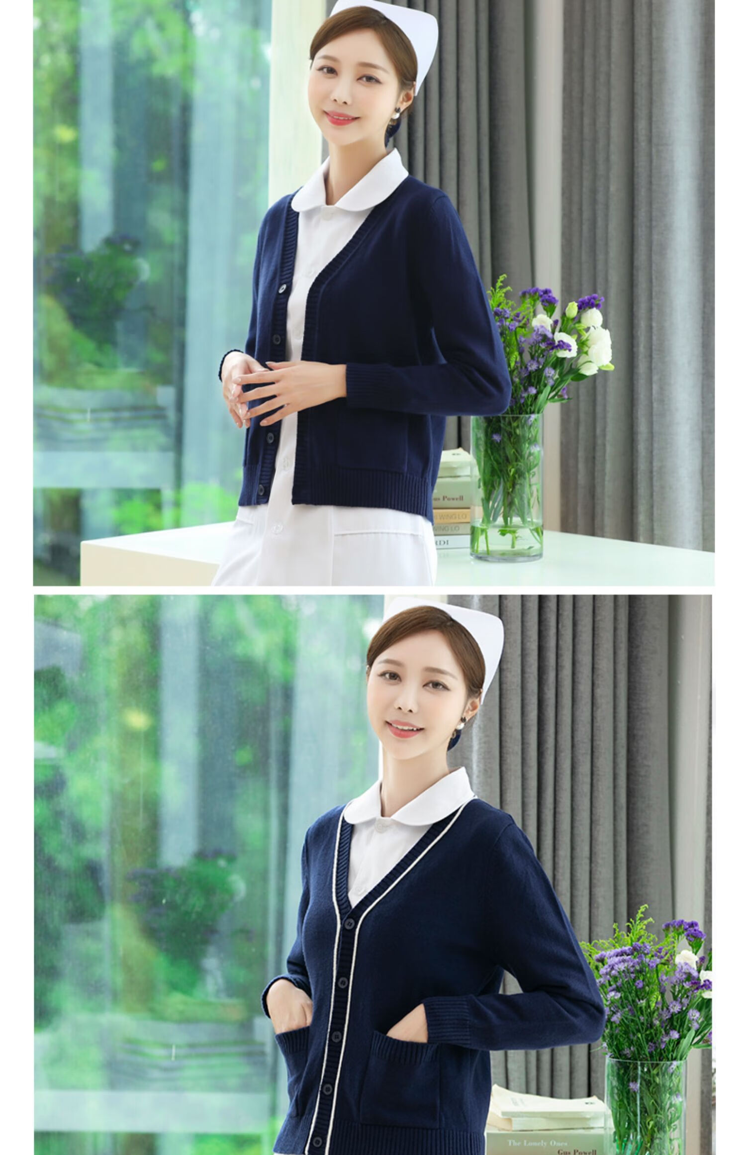 nilaike品牌女装护士毛衣开衫外套医院护士毛衣外套开衫女冬季加绒