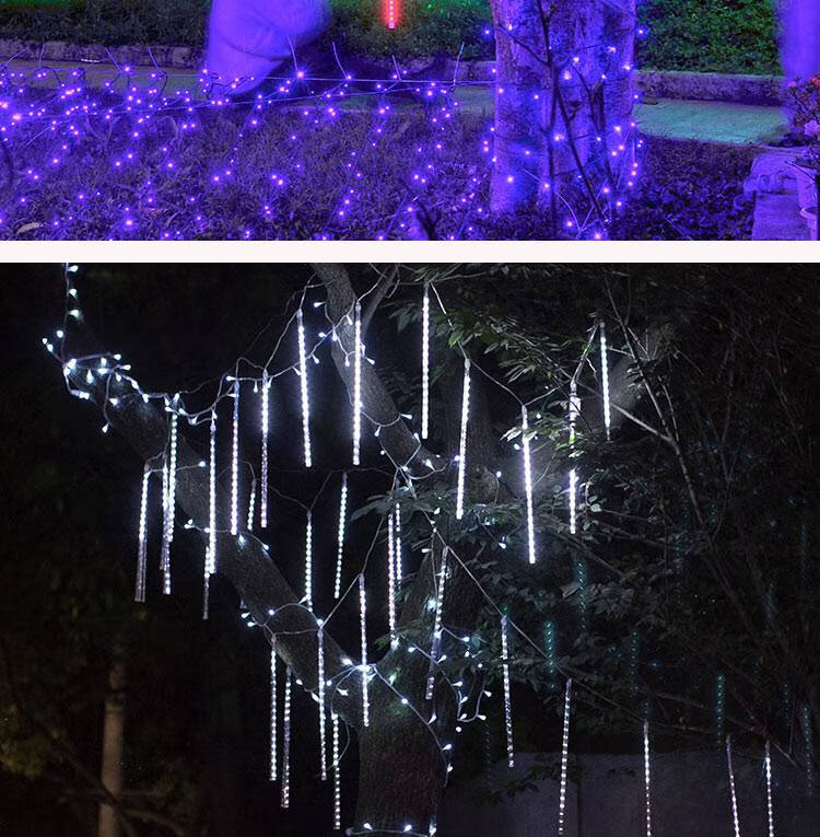 流星雨灯太阳能彩灯流星雨led防水户外流水灯闪灯装饰灯树挂灯管庭院