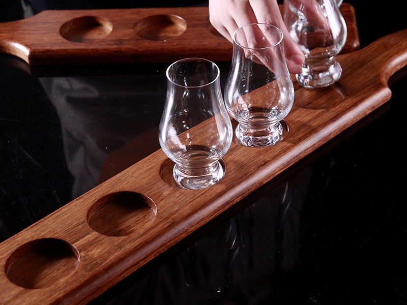日式木质酒杯托酒吧西餐厅红酒型手提柄酒架啤酒试饮品尝杯托盘 4孔杯