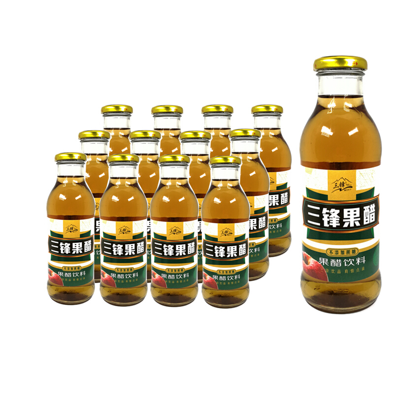 三锋苹果醋木糖醇饮料浓缩苹果汁410mlx瓶12瓶21年新产