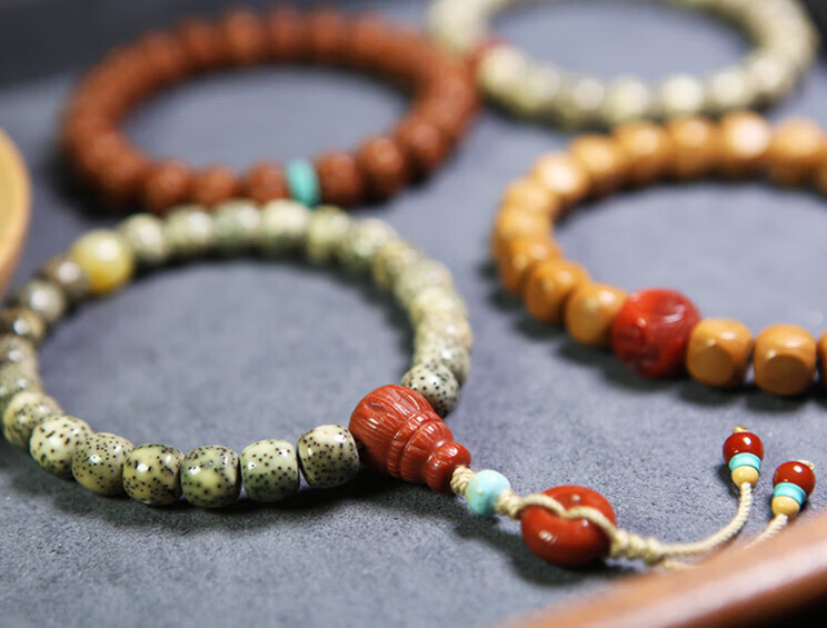 斯特克伦堡 正宗凉山南红百香籽三通配饰小刚星月菩提108手串一体佛头