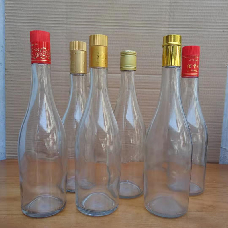 新款白酒瓶1斤装酒玻璃瓶空酒瓶500毫升按压盖密封空瓶白酒包装瓶 晶