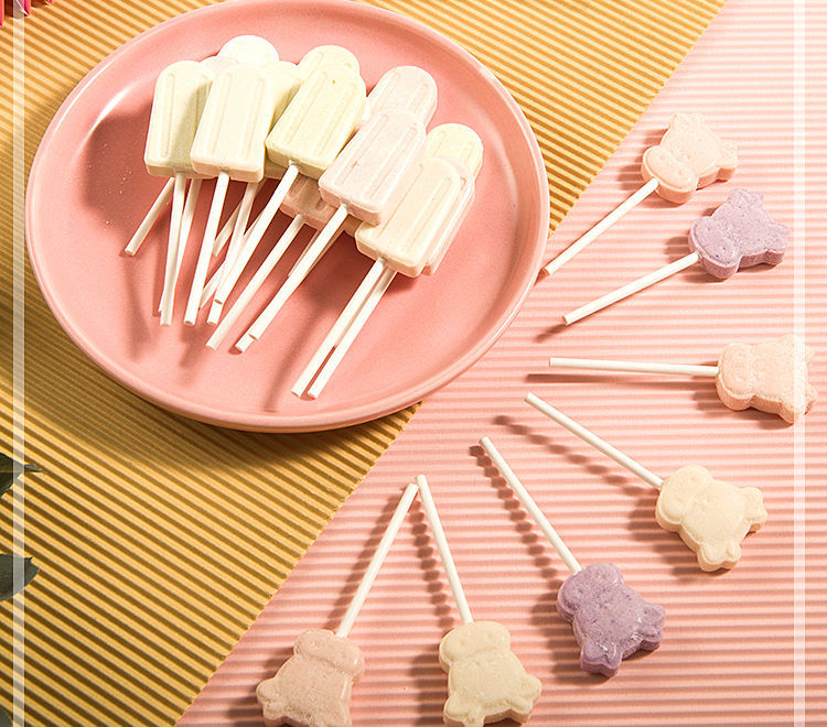 含益生元网红零食卡通雪糕棒棒糖创意可爱牛头冰棍奶棒糖奶片糖果