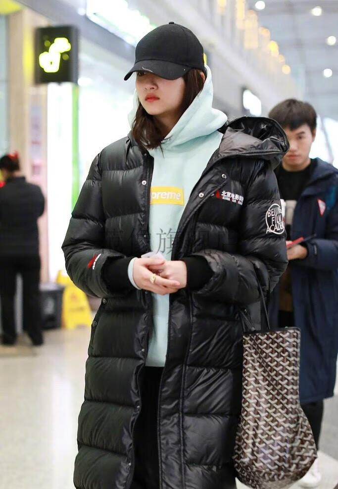 北京电影学院羽绒服加厚北电校服加长款印字艺考同款订做定制 黑色(带