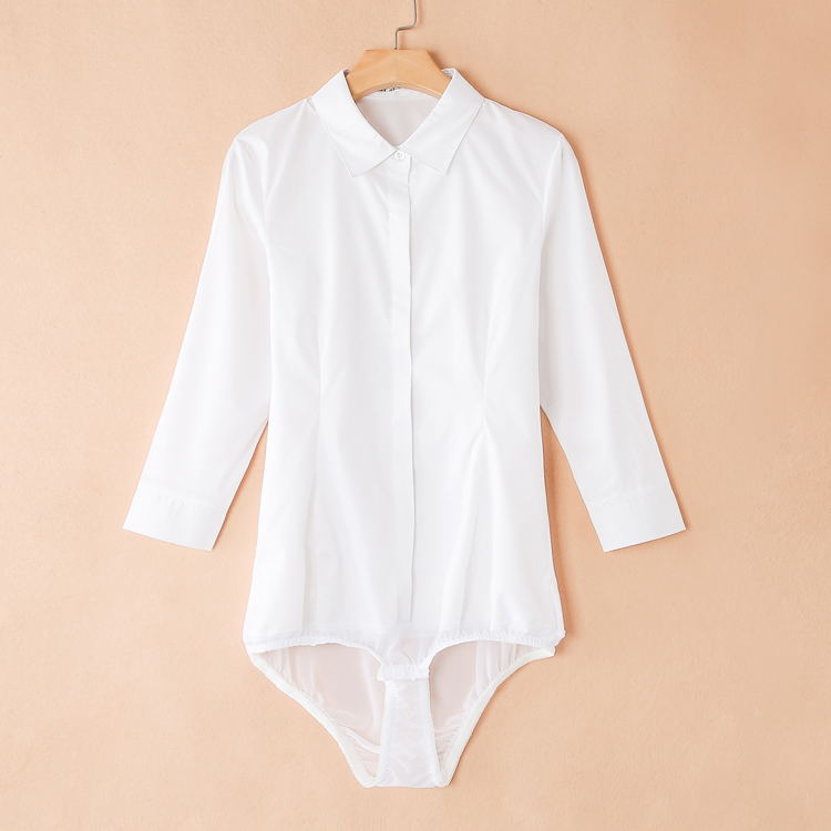 南极人品牌女士衬衫内裤高端职业连体衬衫女士连裆带内裤的白衬衣上衣