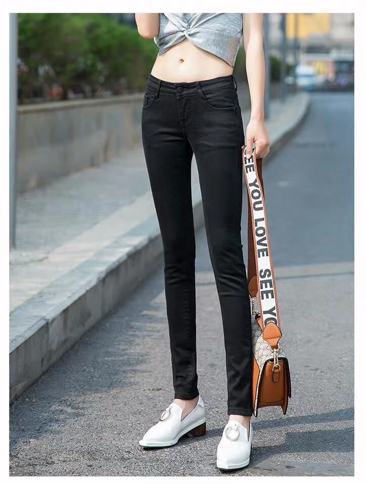 贤语低腰牛仔裤女2021新款秋季薄款紧身九分裤显瘦韩版弹力小脚长裤子