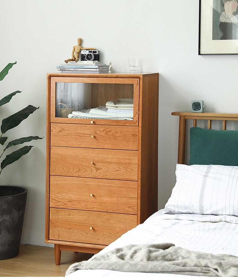 立柜北欧实木电视边柜客厅简约现代小户型收纳小立柜可定制日式餐边柜