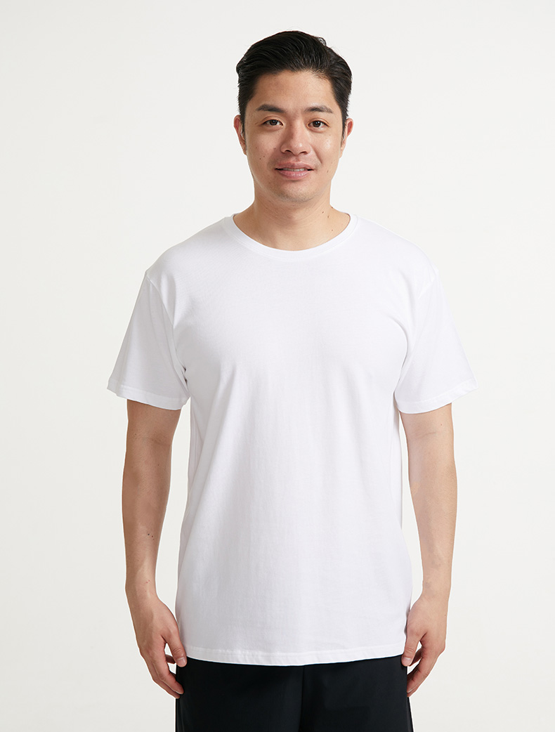 宜而爽 100%纯棉老头衫圆领短袖t恤夏季舒适休闲汗衫打底上衣 白色