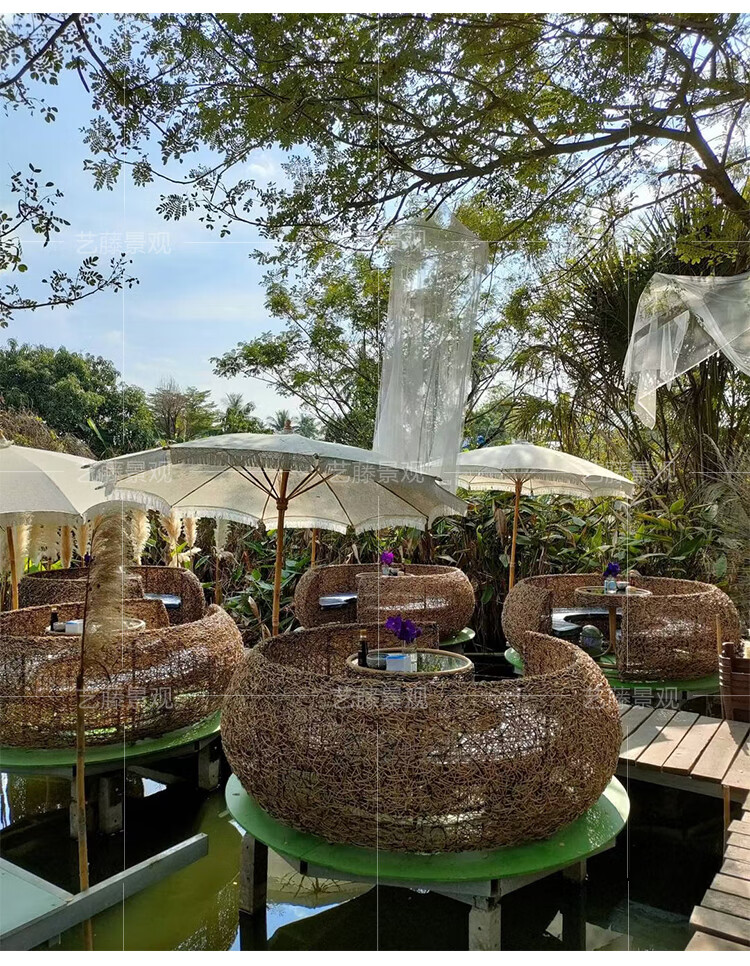 户外椅造型椅 网红鸟巢卡座藤编沙发树上鸟窝造型餐厅打卡拍照景观