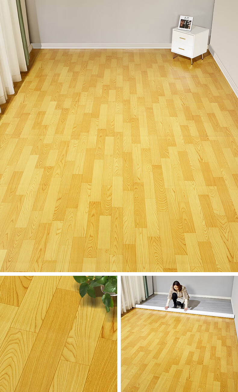 水泥地面直接铺地板革整铺没接缝超宽地板无拼接三米三宽地革 霸王革