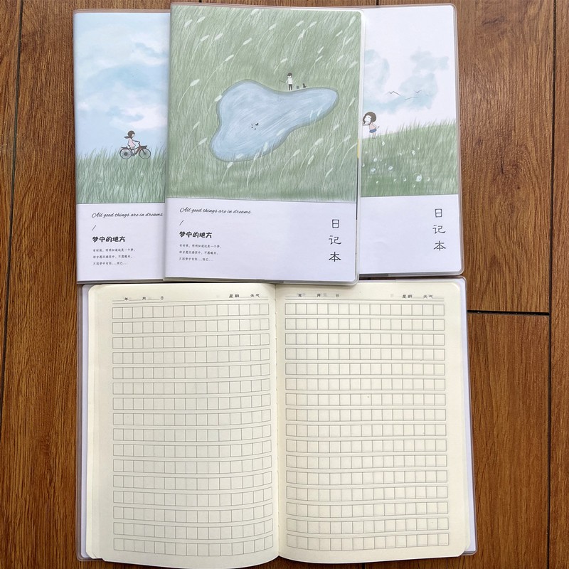 a5小学生日记本全方格内页32k加厚胶套一二年级周记本格子作文本童梦