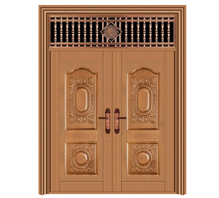 不锈钢大门双开门农村别墅对开乡村入户庭院进户家用304防盗门玫瑰金