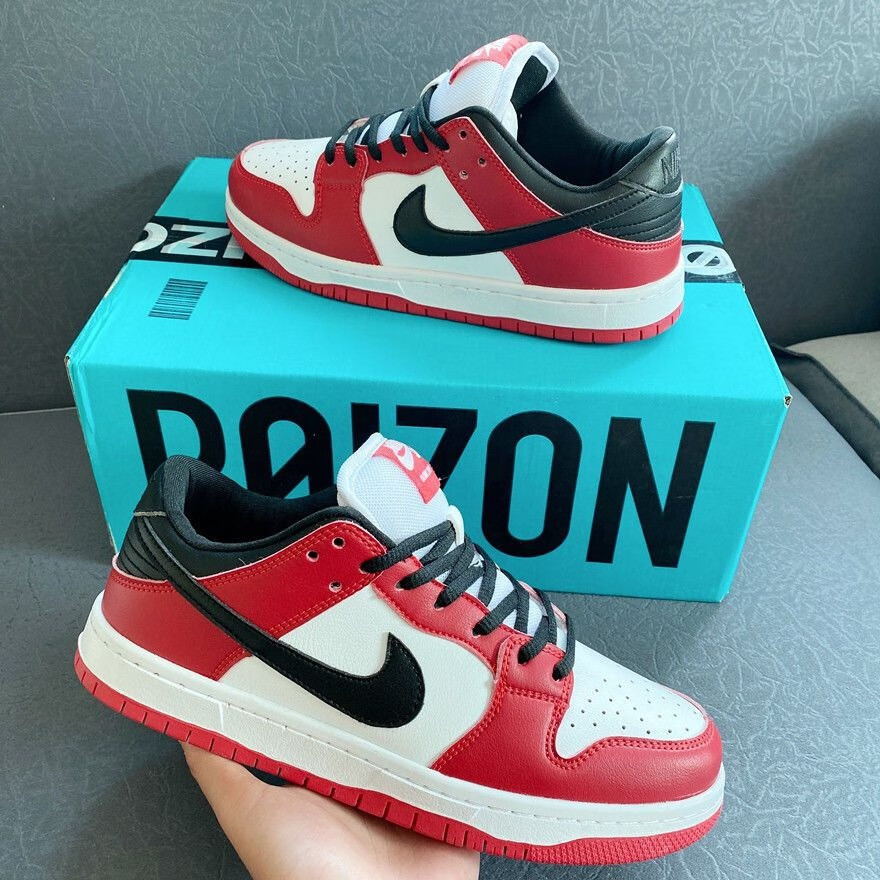 耐克dunksb白黑生胶低帮板鞋韩版百搭学生气垫鞋男女同款厚鞋舌情侣鞋