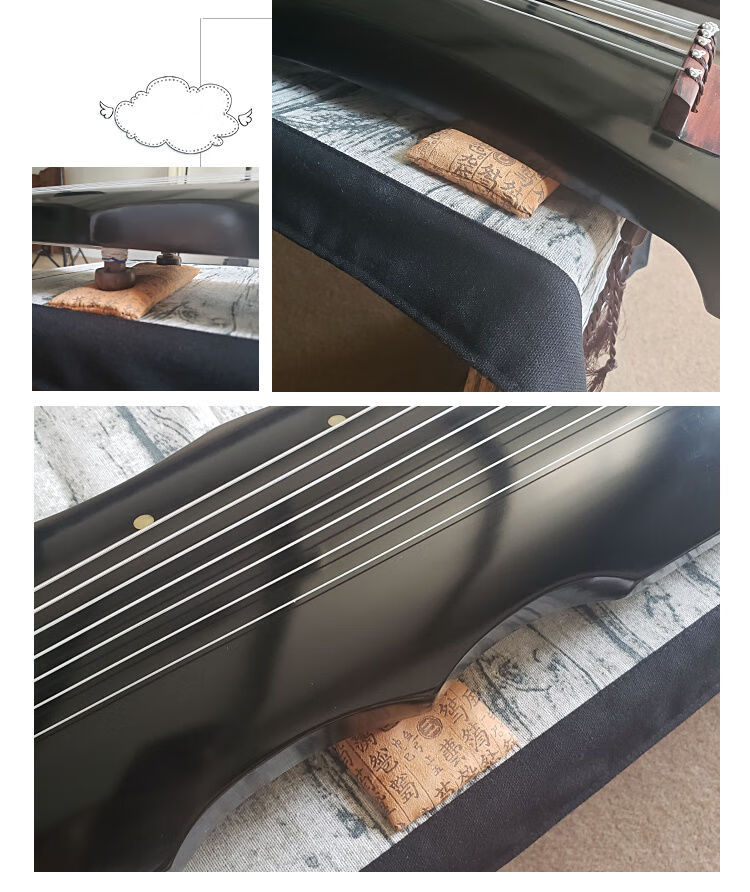 古琴防滑垫传统沙垫麂皮绒套袋沙袋式古琴垫减字谱土黄色沙垫