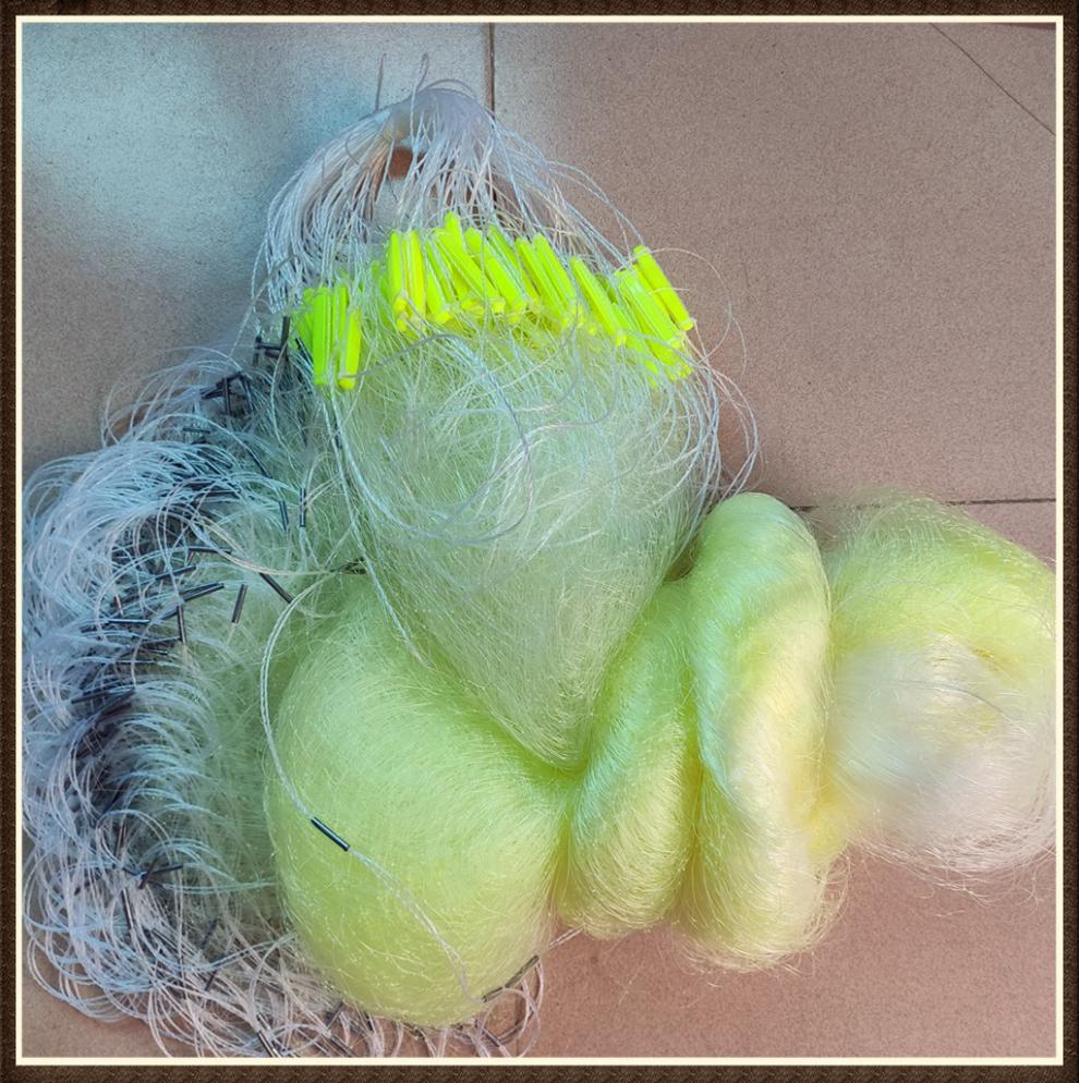 花季粘鱼网三层鱼网03丝特粗丝丝网进口丝5指6指75指大鱼利器6磅丝黄