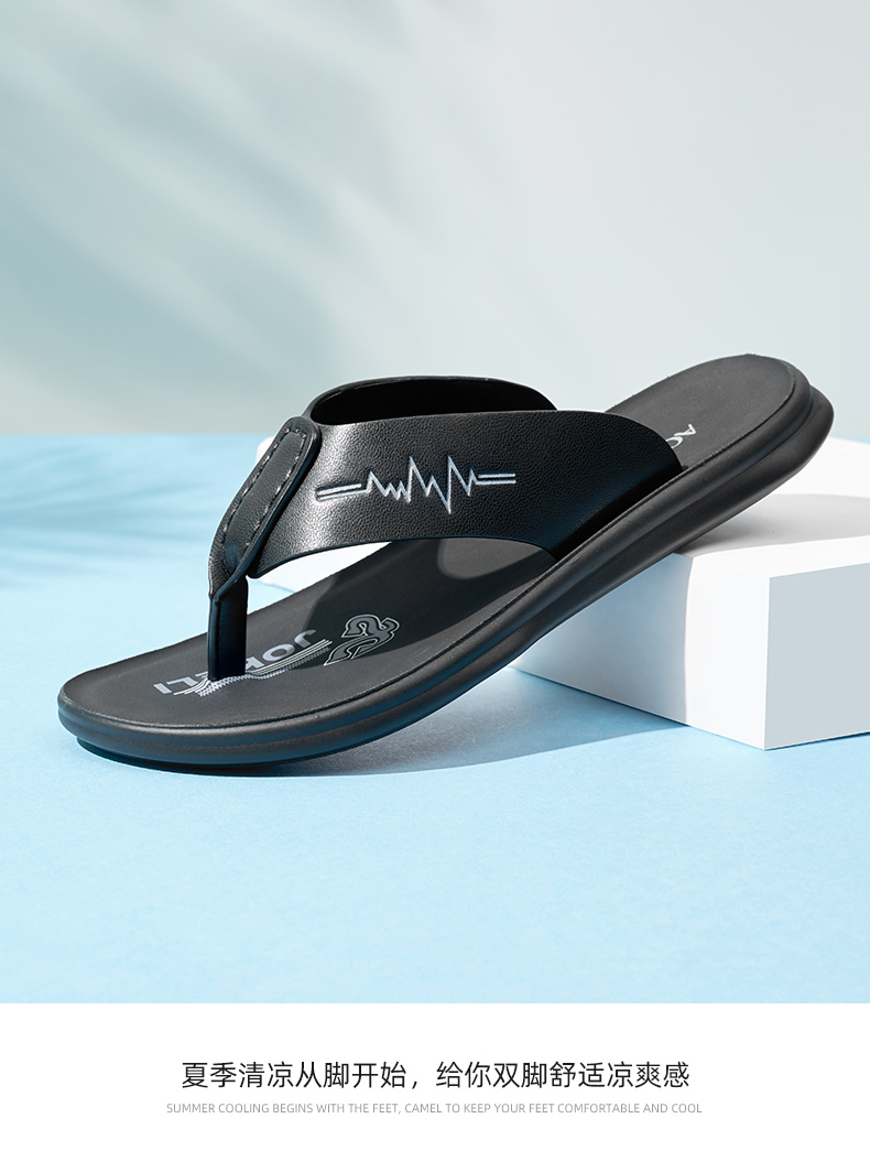 奥康2022夏季凉鞋男士外穿拖鞋男人字拖室外防滑凉拖鞋潮踩屎感黑色41