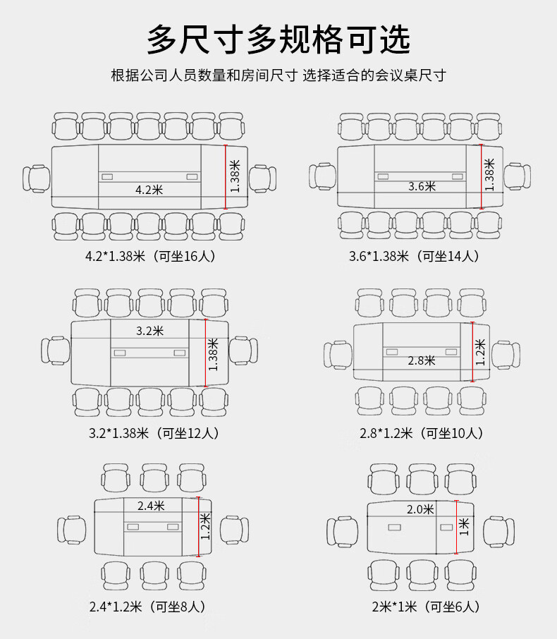 办公桌简约现代长条桌长桌会议室桌培训桌洽谈桌椅组合小型会议桌 1.