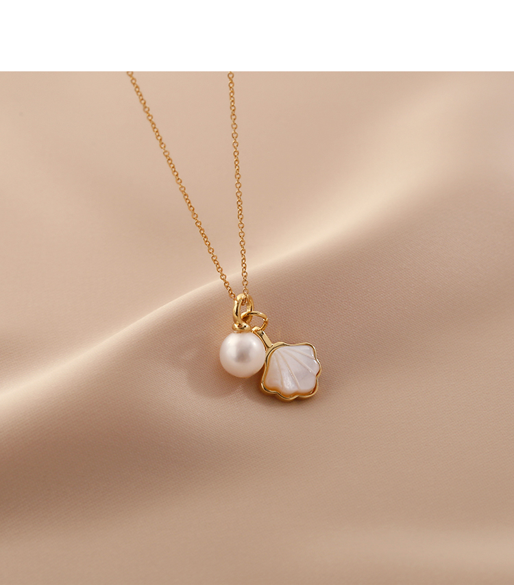 全意琳一贝子珍珠项链小众设计感天然母贝吊坠可调节锁骨女轻奢百搭一