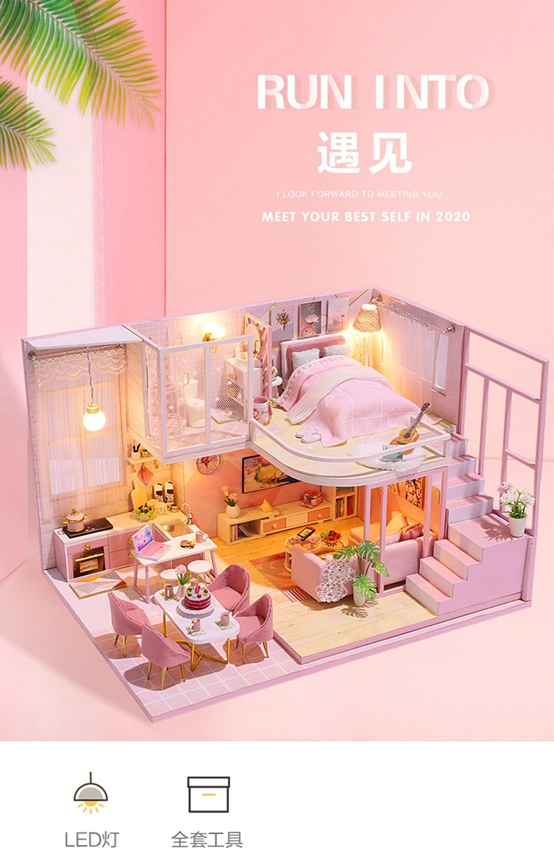 diy小屋手工制作迷你公主小房子模型拼装别墅玩具儿童节创意生日礼物