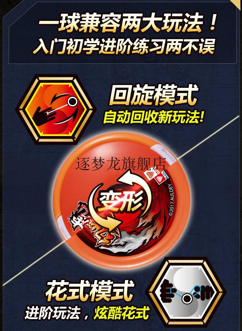 2022新款巨灵战神悠悠球奥迪双钻火力少年王变形悠悠球幻光虎回旋花式